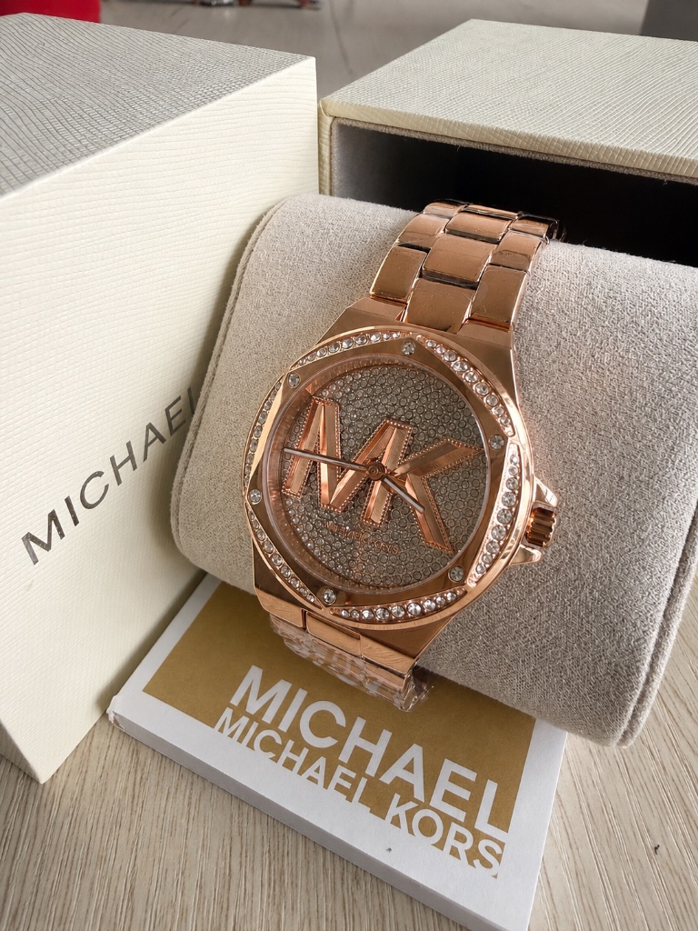 Brand New Michael Kors Lennox Pav Logo Rose Gold Watch Mk7230